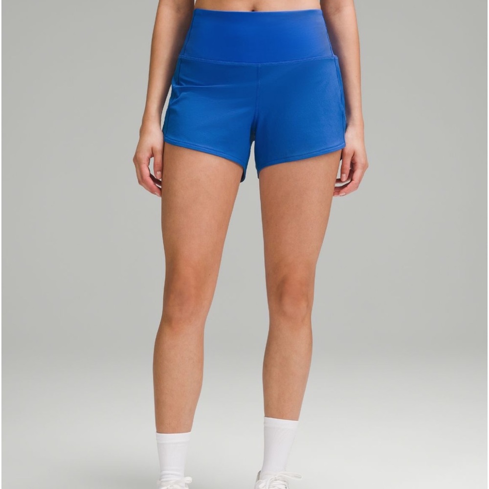 Lululemon Speed up high rise lined short 4” size 8 color is blazer blue tone